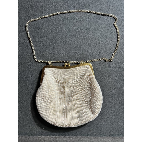 Vintage Beaded Handbag Purse Evening Bag Made In Hong Kong. Gold Tone Closure - Picture 9 of 14